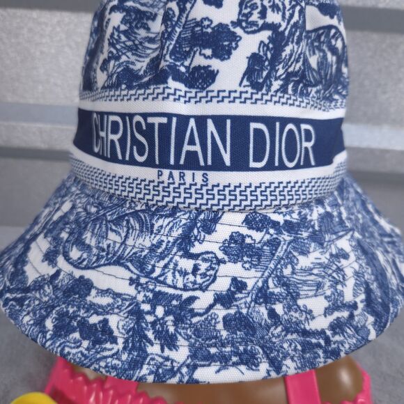 Christian Dior Dioriviera D Bobby Blue White Bucket Hat One Size Women's/Men's - Picture 4 of 10
